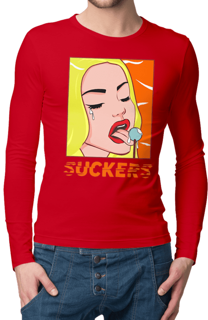 Чоловічий лонгслів з принтом "Чупа чупс". Гумор, мем, прикольна, сакерс, смішна, чупа чупс. 2070702