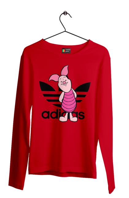 Мужской лонгслив с принтом Adidas Пятачок. Adidas, piglet, адидас, винни-пух, мультфильм, пятачок. 2070702