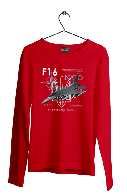 Мужской лонгслив с принтом F16. F16, nasams, zuzana, гаубица, два герба, залужный, сюзанно. 2070702