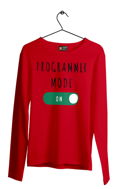 Чоловічий лонгслів з принтом "Режим програміста". Айті, айтішник, для айтішника, для програміста, подарунок айтішнику, подарунок програмісту, програміст, режим програміста, розробник. 2070702