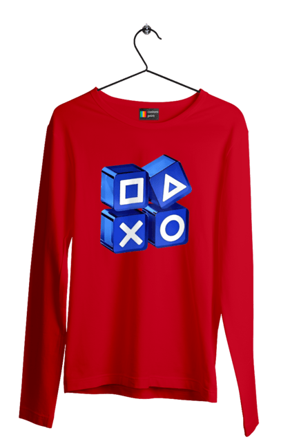 Мужской лонгслив с принтом Геймпад. Playstation, sony, геймпад, джостик, игра. 2070702