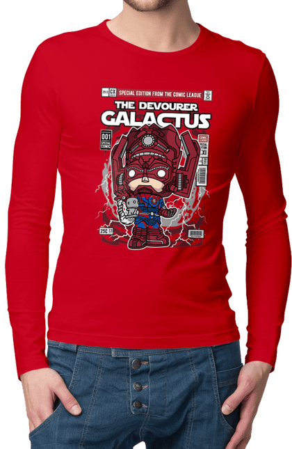 Чоловічій лонгслів з принтом "Galactus". Галактус, дивуватися, комікси, простір. Funkotee