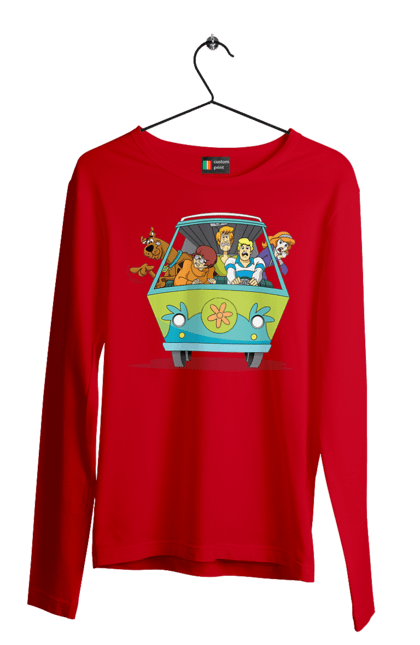 Чоловічий лонгслів з принтом "Скубі Ду, Машина". Авто, мультик, скубі ду, собака. 2070702