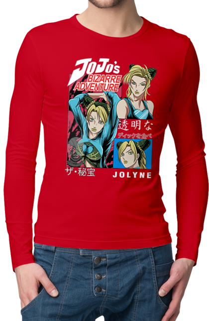 Men's longsleeve with prints JOJO Jolyne Cujoh. Anime, jojo, jojo`s bizarre adventure, jojo’s bizarre adventure, jolyne cujoh, manga. 2070702