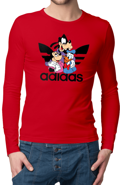 Чоловічій лонгслів з принтом "Adidas Міккі Маус". Adidas, mickey mouse, адідас, дісней, міккі, міккі маус, мультфільм. 2070702