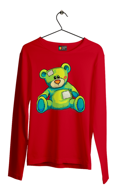 Men's longsleeve with prints Teddy bear. Animal, bear, gift, kisses, old, patches, teddy, teddy bear, toy, vintage. 2070702