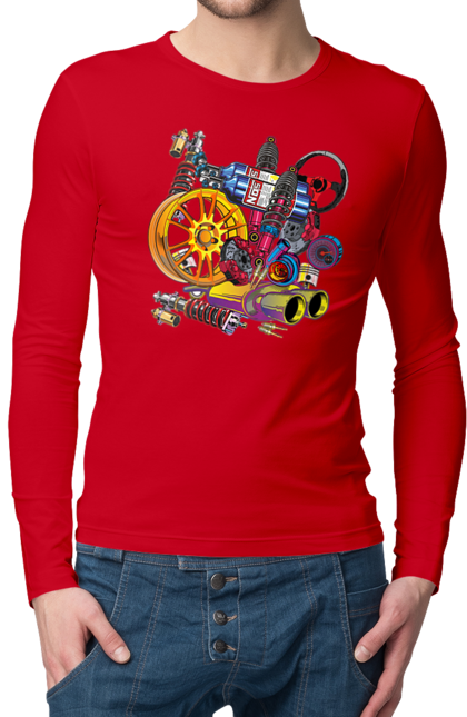 Men`s longsleeve with prints Carparts. Auto parts, car, carparts, drive, drug, machine, race. 2070702