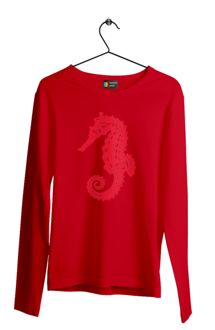 Men`s longsleeve with prints Sea Horse. Flowers, sea, sea dwellers, sea horse, summer, summer vacation, vacation. 2070702
