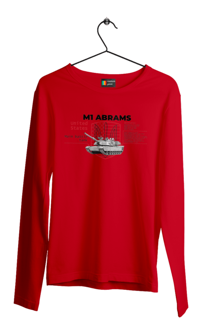 Чоловічий лонгслів з принтом "M1 Abrams англійська". Abrams, m1 abrams, залужний, зброя, танк. 2070702