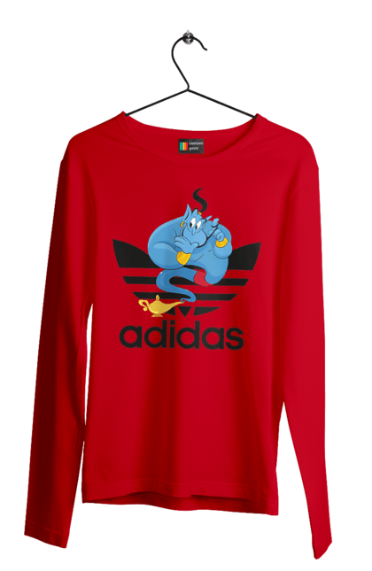 Чоловічій лонгслів з принтом "Adidas Джин". Adidas, aladdin, genie, адідас, аладдін, джин, джині, мультфільм, персонаж. 2070702