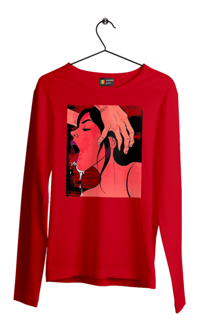 Мужской лонгслив с принтом Девушка Сосет Со Слюнями. 18, секс, сосать. 2070702