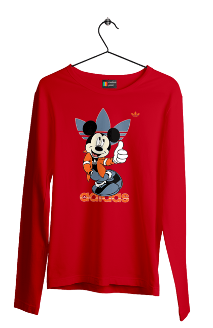 Чоловічій лонгслів з принтом "Adidas Міккі Маус". Adidas, mickey mouse, адідас, дісней, міккі, міккі маус, мультфільм. 2070702