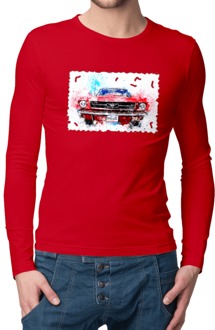 Чоловічий лонгслів з принтом "Автомобіль мустанг". Автомобіль мустанг, донати, допомога, дорога, колесо, конь, машина, мустанг, пейпел, україна. 2070702