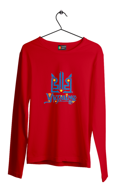 Чоловічий лонгслів з принтом "Україна та тризуб темний фон". Sarabeevart, день незалежності, друк, купити, патріотична, слава україні, тризуб, україна. 2070702