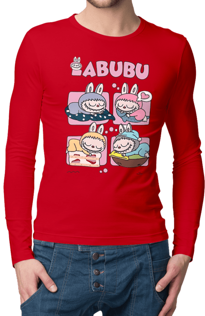 Чоловічий лонгслів з принтом "Сон Labubu". Labubu, weird cute, іграшки, лабубу. 2070702