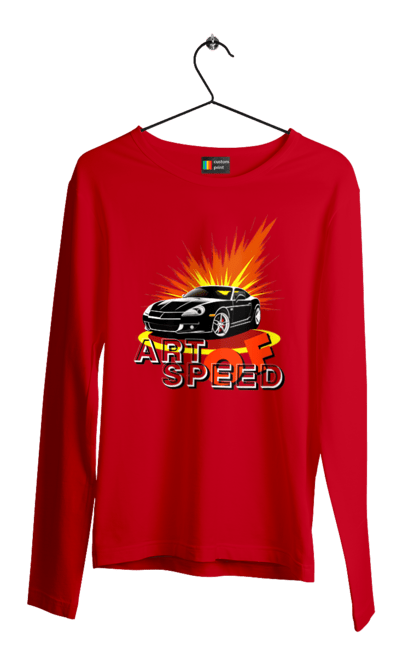 Чоловічий лонгслів з принтом "Швидкість". Авто, автомобіль, гонка, швидкість. 2070702