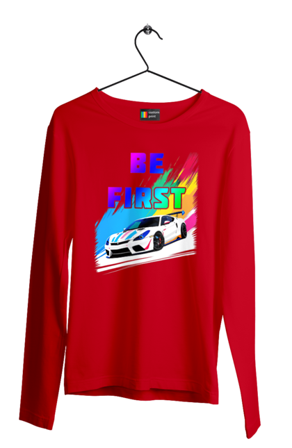 Чоловічий лонгслів з принтом "Гонка". Автомобільний, гонка, спортивна машина, спортивний автомобіль. 2070702