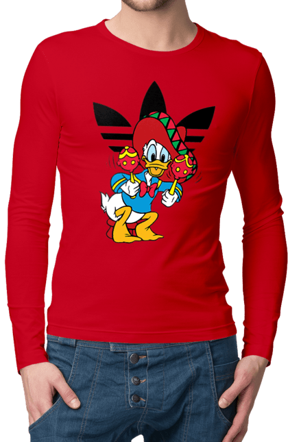 Чоловічій лонгслів з принтом "Adidas Дональд Дак". Adidas, daisy duck, donald duck, адідас, дейзі дак, дональд дак, мультсеріал, мультфільм. 2070702