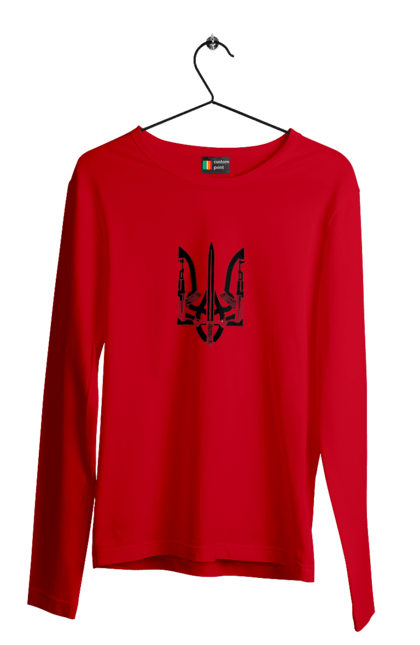 Чоловічий лонгслів з принтом "Герб України". Аграрії, арестович, війна, все, герб україни, герої, зелений, зупиніть війну, иди нахуй, кім, мир, мрія, ні війні, орда, орки, примара києва, птн пнх, путін хуйло, російський військовий корабель, слава україні, україна, чорнобаївка. 2070702