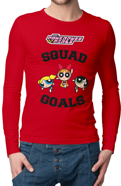 Men's longsleeve with prints Powerpuff Girls. Animated series, blossom, bubbles, buttercup, cartoon network, cool girls, heart, powerpuff girls. 2070702