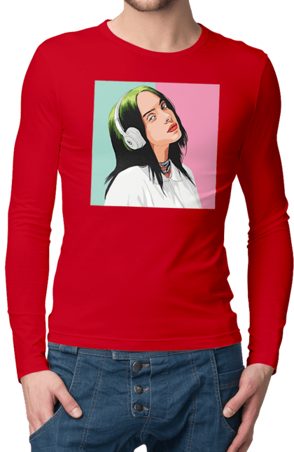 Чоловічий лонгслів з принтом "Billie Eilish". Активістка, біллі айліш, мизукант, права, співачка, тварини. 2070702