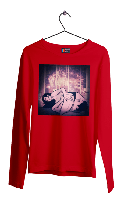 Чоловічий лонгслів з принтом "Дорослі Ігри На Тлі Міста". Гола, кохання, лизати, трусики. 2070702