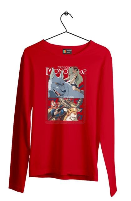 Men's longsleeve with prints Princess Mononoke. Adventure, anime, fantasy, ghibli, hayao miyazaki, princess mononoke, studio ghibli. 2070702