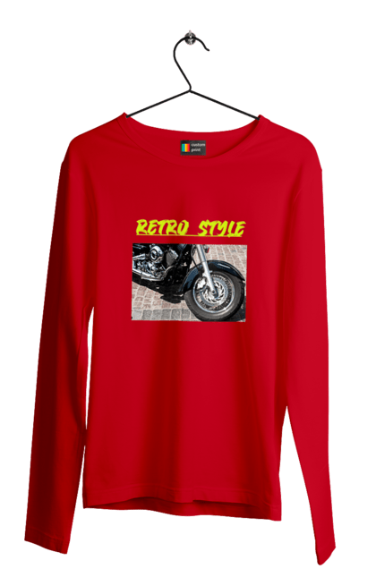 Чоловічий лонгслів з принтом "Мото2". Байк, дорога, мотоцикл, ретро, стиль, швидкість. 2070702