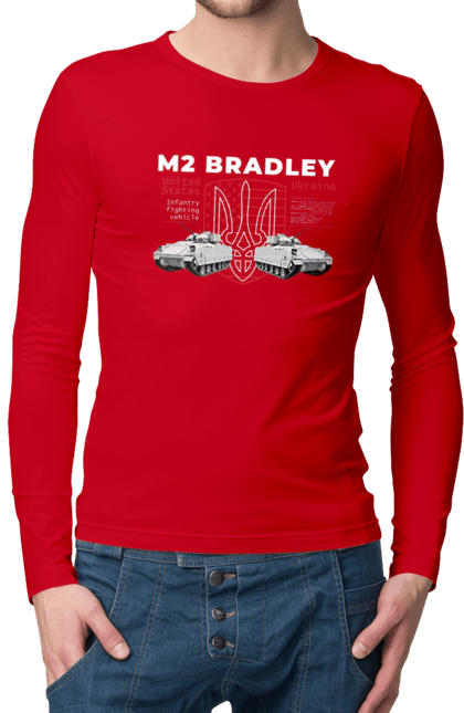Чоловічий лонгслів з принтом "M2 Bradley". F16, m2 bradley, nasams, zuzana, гаубиця, два герби, залужний, сюзанна. 2070702