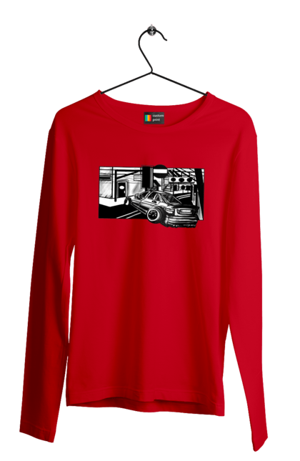 Чоловічий лонгслів з принтом "Небезпечний Автомобіль на дорогах вулиць". Автомобіль, гонки, машина, небезпечний, чорно білий, швидкий. 2070702