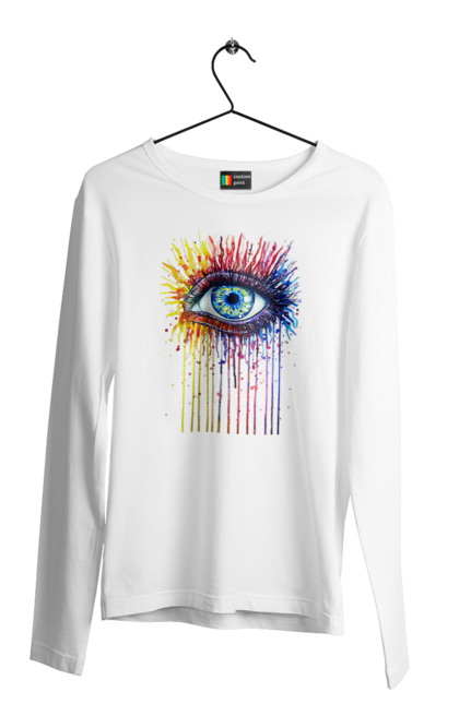 Men`s longsleeve with prints Colorful Flowing Eye. Eye, paints. 2070702