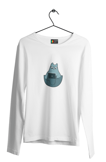 Чоловічий лонгслів з принтом "Кіт програміст". Angular, c, css, html, it, javascript, jquery, php, python, react, svelt, vue, айтишник, айті, гумор, код, кодувати, прогер, програміст, програмісти, ти ж, ти ж програміст, тиж програміст. 2070702