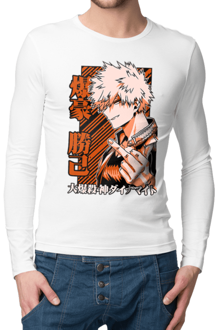 Чоловічій лонгслів з принтом "Моя академія героїв Бакуго". Bakugo, katsuki, katsuki bakugo, my hero academia, академія юей, аніме, бакуго, кацукі бакуго, манга, моя геройська академія. 2070702