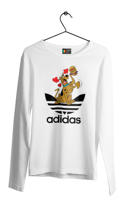 Чоловічій лонгслів з принтом "Adidas Скубі Ду". Adidas, scooby doo, scooby-doo, адідас, мультсеріал, серіал, скубі ду, скубі-ду, собака. 2070702