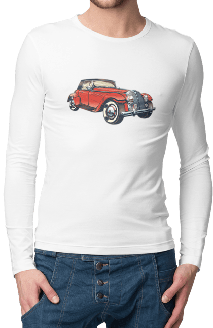 Чоловічий лонгслів з принтом "Автомобіль Раритет". Авто, автомобіль, ретро. 2070702
