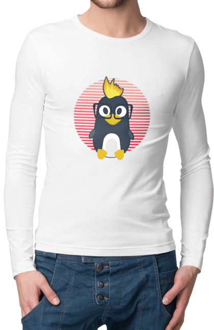 Чоловічий лонгслів з принтом "Лінукс". Айті, айтішнік, девелопер, іт, программіст, розробник. 2070702