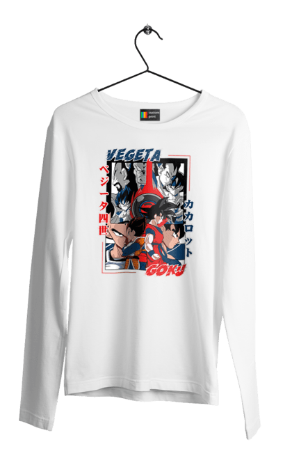 Men's longsleeve with prints Dragon Ball. Anime, dragon ball, goku, manga, tv series, vegeta. 2070702