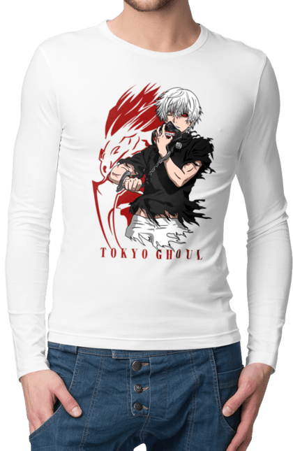 Чоловічій лонгслів з принтом "Токійський гуль". Kaneki ken, tokyo ghoul, аніме, драма, жахи, канеки кен, канекі кен, манга, токійський гуль, фантастика. 2070702