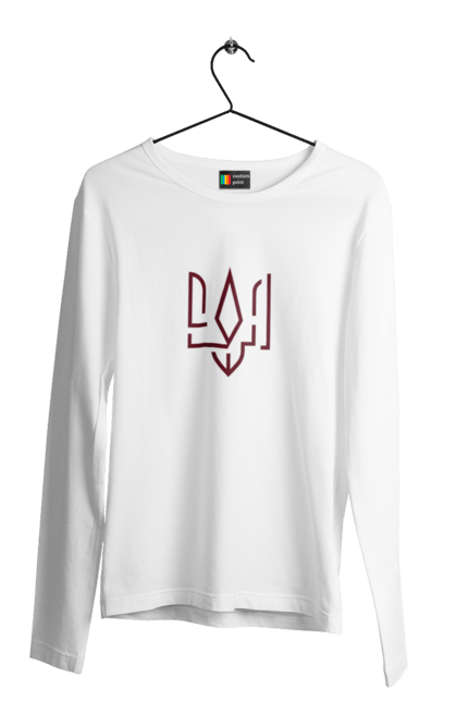 Чоловічий лонгслів з принтом "Тризуб мінімалізм". Герб, герб україни, патріотичне, україна, українська символіка, українське. 2070702