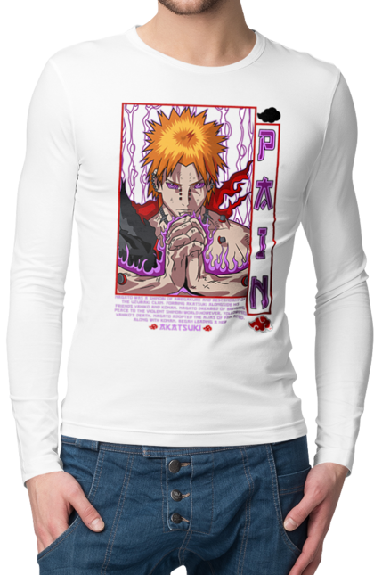 Men's longsleeve with prints Naruto Yahiko. Akatsuki, anime, character, manga, naruto, ninja, pain, tv series, yahiko. 2070702