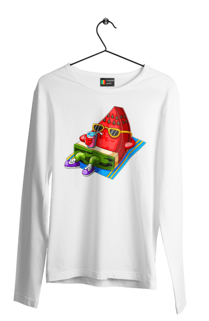 Чоловічий лонгслів з принтом "Кавун П'є Коктейль". Кавун, коктейль, літо. 2070702