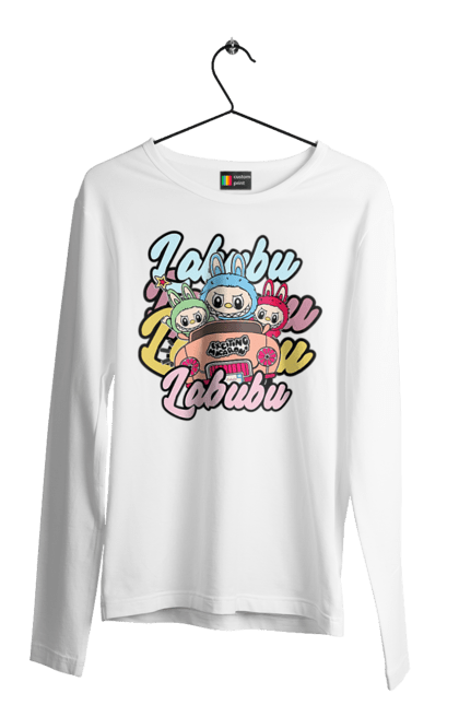 Чоловічий лонгслів з принтом "Лабубу". Іграшка лабубу, лабубу, лабубу кока кола, мерч лабубу, мила, рожева лабубу, смішна лабубу. 2070702