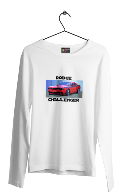 Чоловічий лонгслів з принтом "Додж челенджер". Авто, автомобіль, американська легенда, додж челенджер, класичний автомобіль, культовий автомобіль, масл кар, потужне авто. 2070702