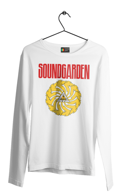 Мужской лонгслив с принтом Soundgarden. Sound garden, soundgarden, альтернативный рок, гранж, группа, метал, музыка, рок, хард-рок. 2070702