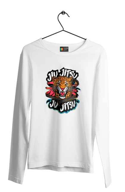 Men's longsleeve with prints Jujutsu. Animal, japan, jiu jitsu, jujutsu, leopard, martial arts, ninja, samurai, sport. 2070702