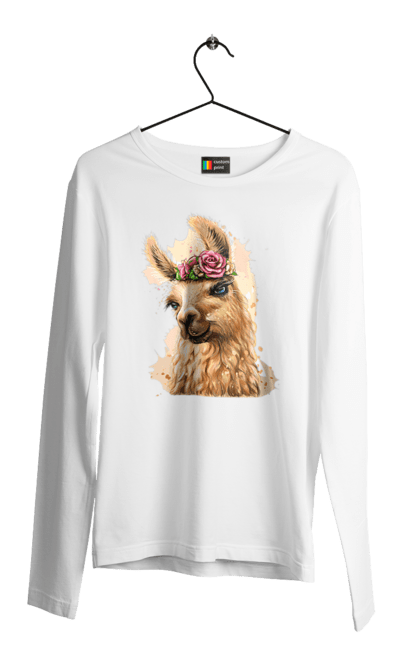 Чоловічий лонгслів з принтом "Лама Портрет". Лама, портрет, тварина. 2070702