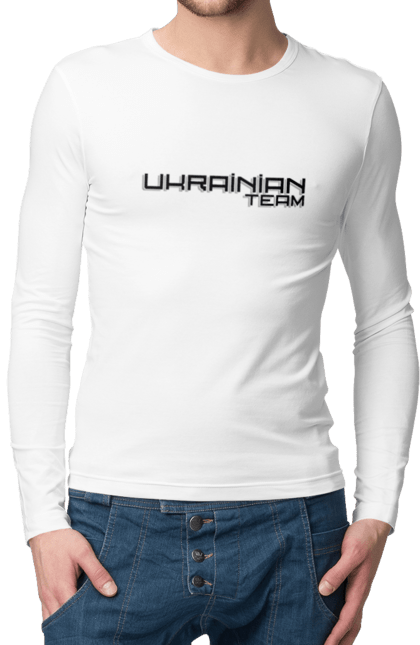 Чоловічий лонгслів з принтом "Команда україни". Написи, патріотам, патріотичні написи, прикольні написи, українська команда. 2070702