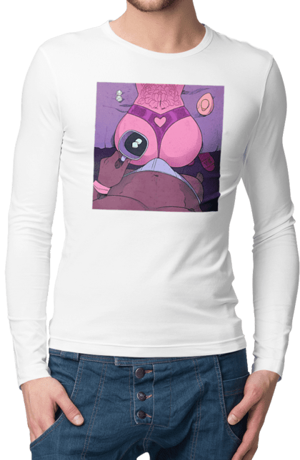 Чоловічий лонгслів з принтом "Ранкова Кава З Жопкою". Гола, жопа, кава, труси. 2070702