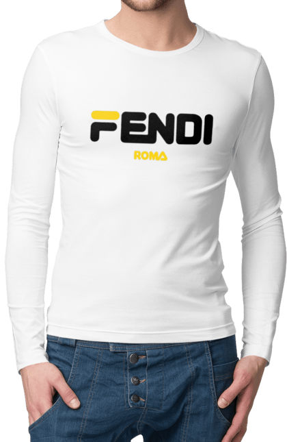 Мужской лонгслив с принтом Fendi. Fendi, lvmh, бренд, дом моды, италия, люкс, мода, одежда, сумка, фенди. 2070702