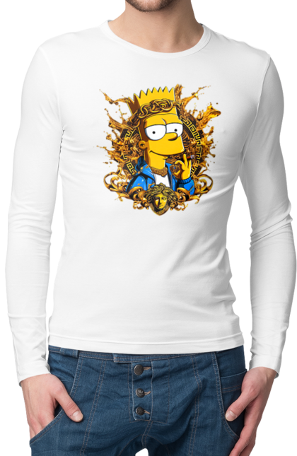 Men's longsleeve with prints Bart Simpson Versace. Bart, cartoon, serial, simpson, versace. 2070702